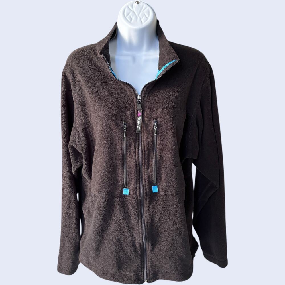 REI M Gorpcore Polartec Fleece Jacket Brown Full Zip Chest Pockets